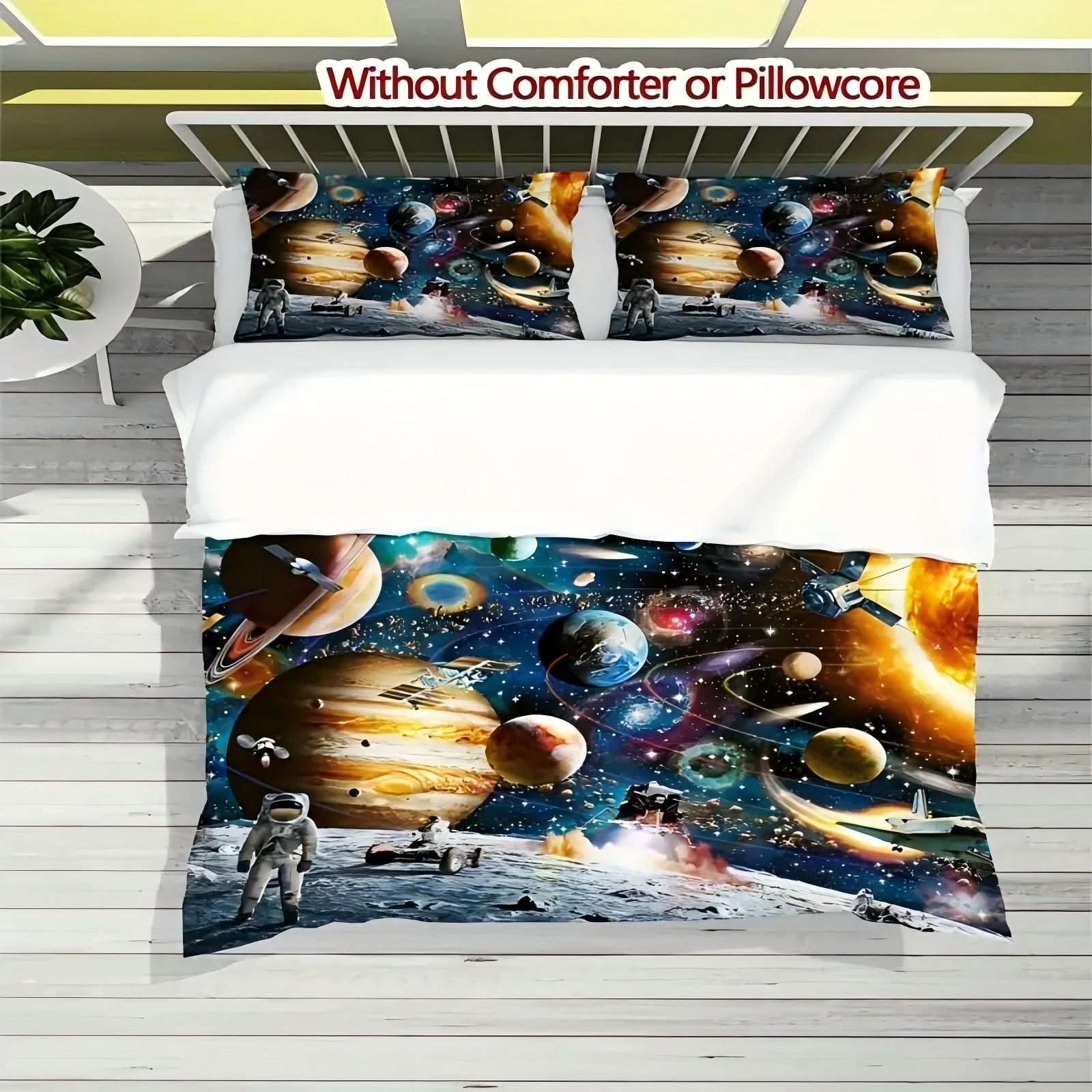 

Космический Галактический Планетарный Узор 3D Принт Пододеяльник Фантастическое Абстрактное Искусство Роскошный Стиль Чехол для Одеяла Мягкий Удобный Постельный Комплект 135x200cm 2pcs