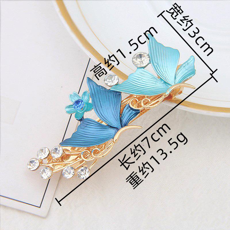 Flower Hairpin Women'S Back Of The Head Zinc Alloy Diamond Paint Hollow Butterfly Spring Clip Autumn And Winter Hairpin Hair Accessories