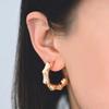 18K Gold Plated Round Bamboo Earrings Hooks Designer Style Circle Huggie Hoop Earring Stainless Steel Vintage Jewelry Party Gift