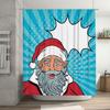 Tu Santa Claus Shower Curtain Christmas Holiday Festive Bathroom Decor Waterproof Fabric Xmas Pattern Home Decoration Gift