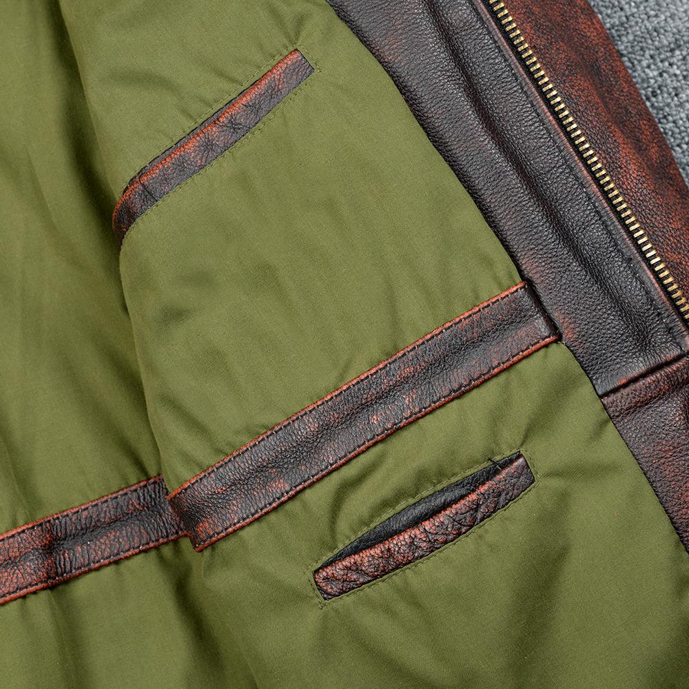 Vintage Red Brown M65 Hunting Jackets Black Genuine Cowhide Men Leather Jacket Pockets Men's Cow Coat Autumn