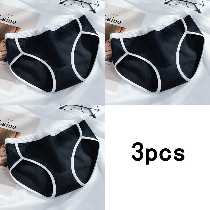 

3PCS/Set Cotton Panties Women s Briefs Sexy Underpants Black White Female Linger Low Waist Underwear Women Pantys Lingerie S-L XL&3pcs