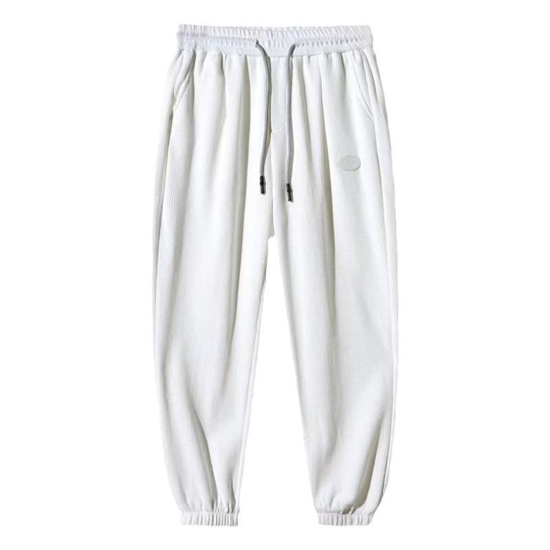 

Мужские спортивные штаны из вафельной ткани: Весна/Осень Повседневный Трендовый Свободный Покрой с Манжетами L белый