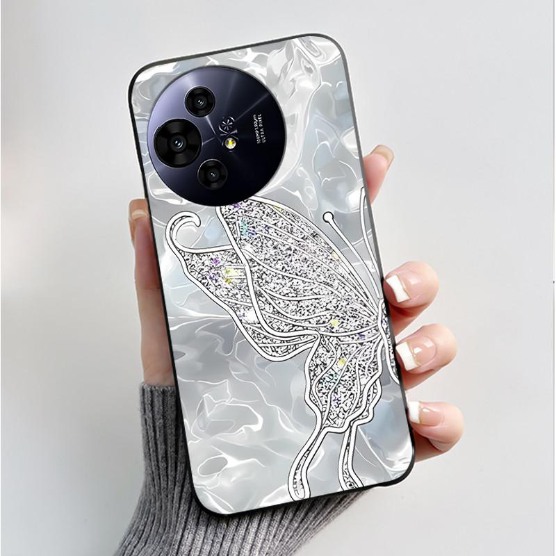 Case For TCL 50 Pro NxtPaper 5G Phone Case Luxury Fashion Butterfly Flower Black Soft TPU Silicone Shockproof Cover Casing Shell