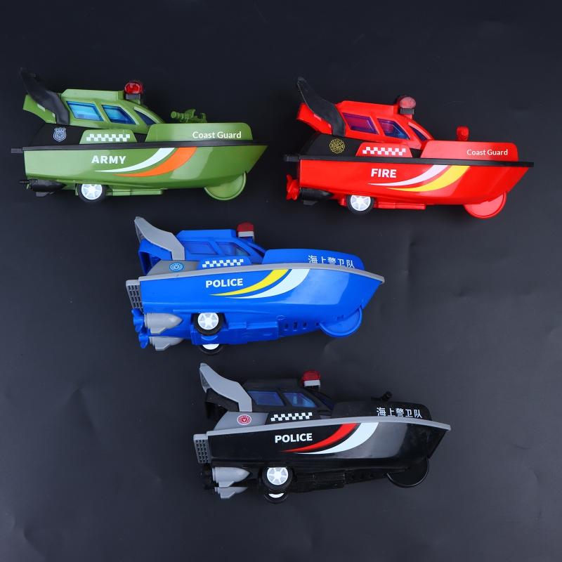 Inertia Toy Boat Police Fire Patrol Ship Model Friction Powered Toy For Kids Boys And Girls Birthday Gifts