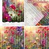 2D Flat Printing 2pcs Scene Curtains Butterflies Wildflowers Field Scenery Digital Printed Polyester Drapes Holiday Decorations