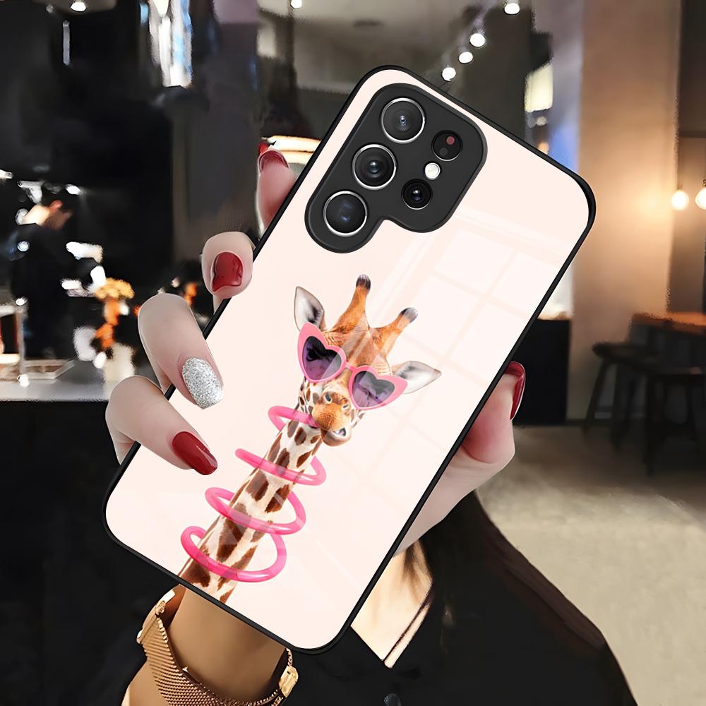 Giraffe Illustration Phone Case For Samsung S26 S25 Edge Ultra 24 23 22 21 Ultra Plus Fe A55 56 15 4G 5G Glass Cover
