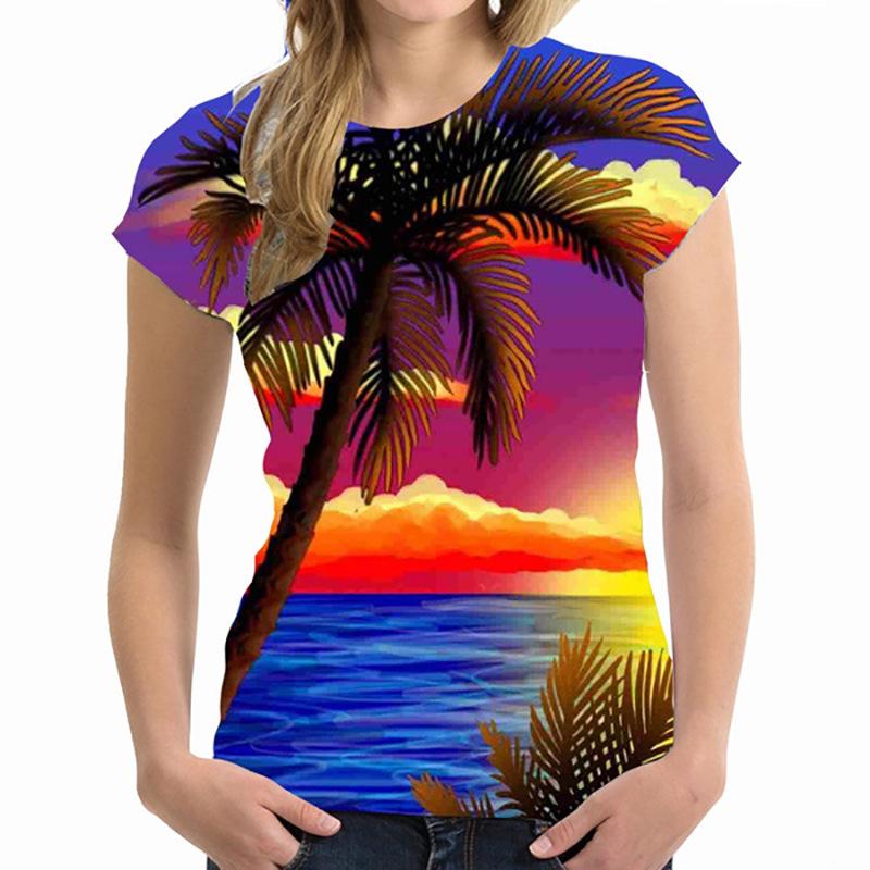 Street Casual Short Sleeved Hawaiian 3D Printed Women's T-shirt