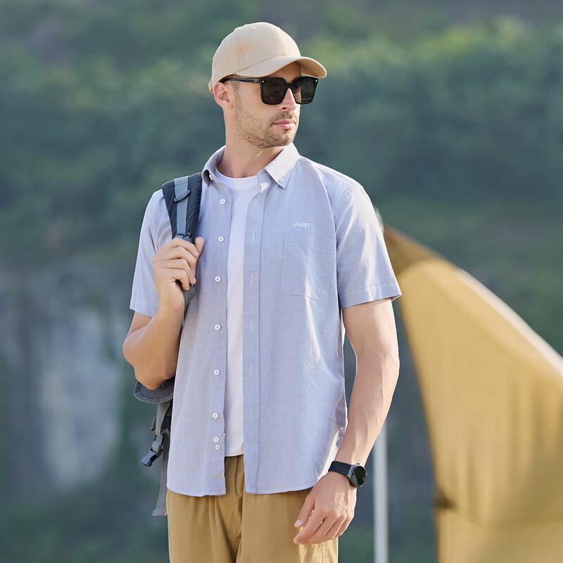 JEEP Men s Short Sleeve Oxford Shirt L