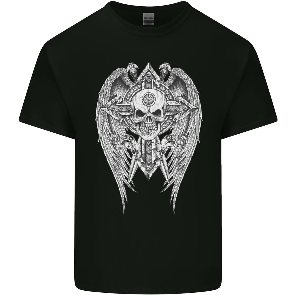 Skull Wings Viking Gothic Wings Gym Biker Unisexs Light Cotton TShirt
