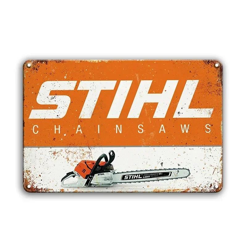 Retro Tool Stihl Brand Metal Sign Vintage Style Plate Plaque Great for Rustic Wall Decor Enhancement in Man Cave Home Garage
