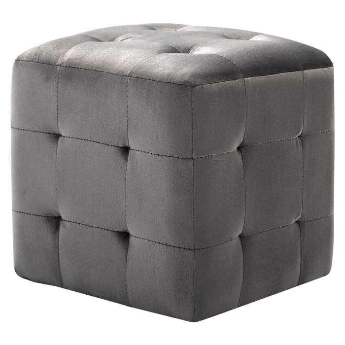 VidaXL 2 pcs Poufs Gris 30 x 30 x 30 cm Tissu velours