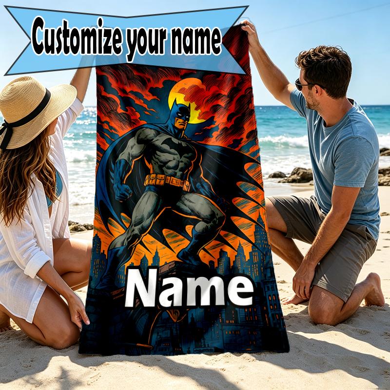 Custom Name Personalized Transformers Print Beach Towel, for Trip Camping Beach Party Home Decor, Birthday Gift for Family & Friends