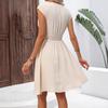 Women's Clothing, Spring and Summer French Holiday Style Lace Hollow V-neck Dress, Flower Cut Small Sling, A-line Skirt