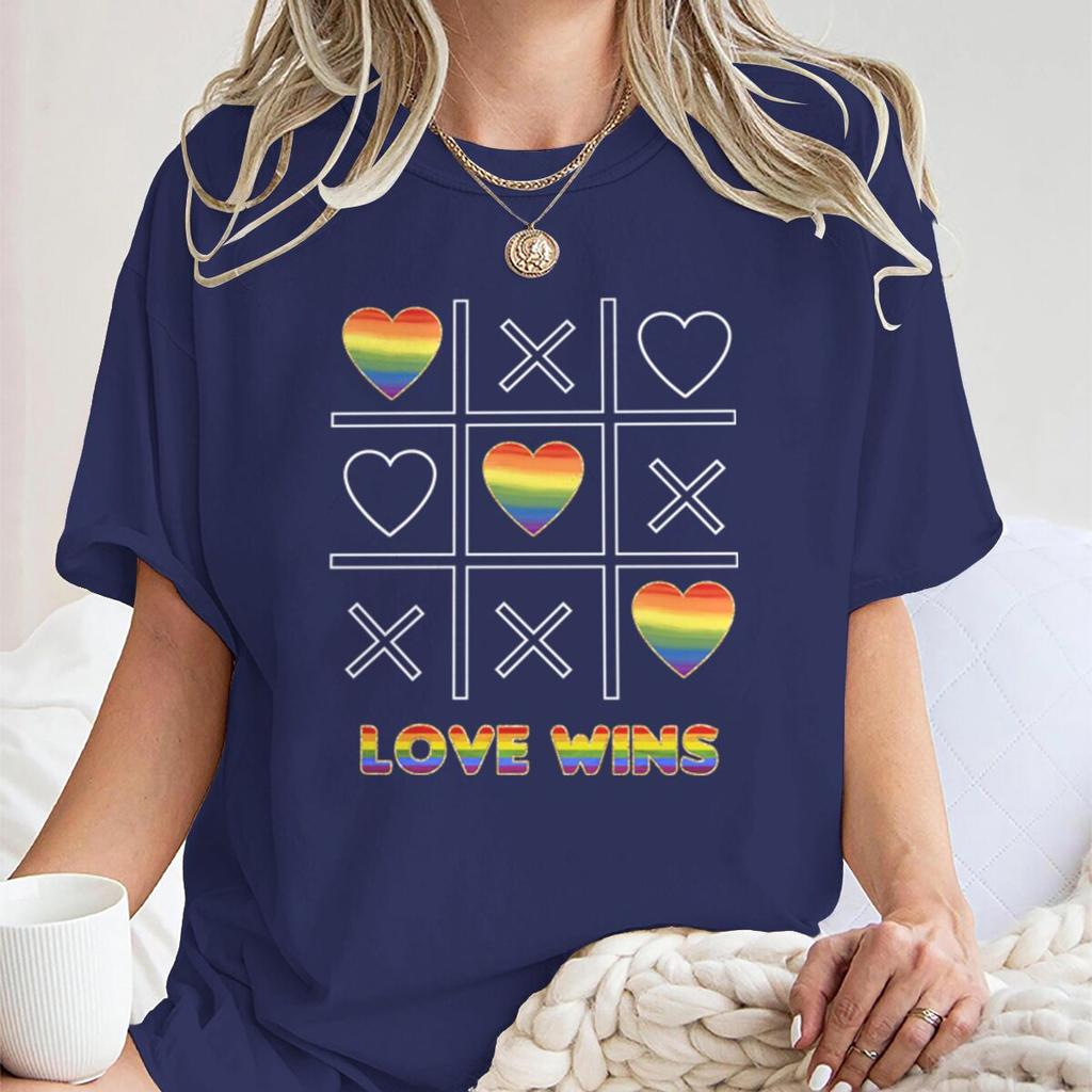 Fashion LGBT Love Wins TShirt Women Men Fun Chessboard Print Short Sleeve Tees Casual Lesbian Bisexual Crewneck T Shirts