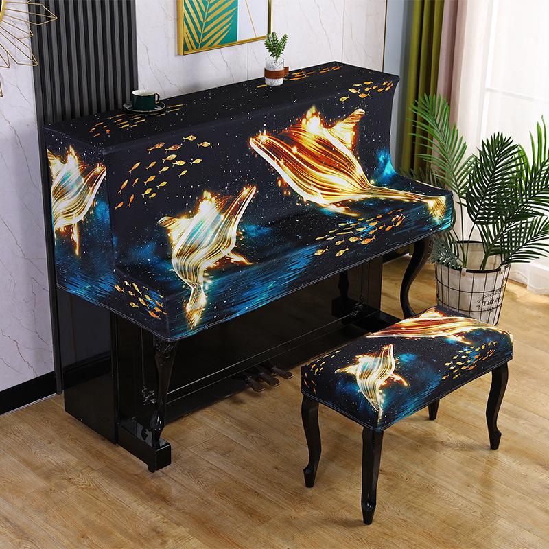 Modern Electric Piano Dust Wipe Minimalist Technology Cloth Stool Cover Print Beautiful Piano Cover for Household Use