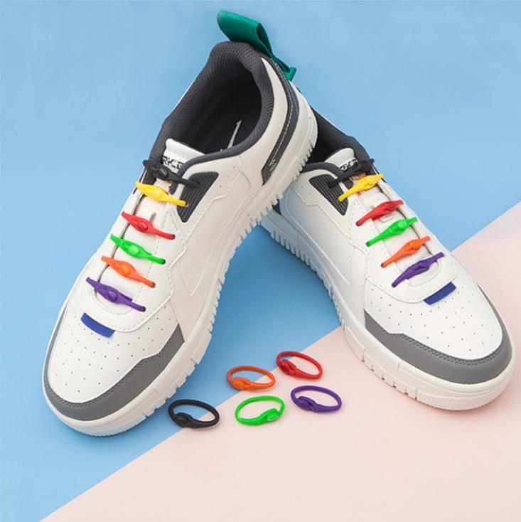 Men's And Women's Silicone Elastic Color Shoelaces 12pc