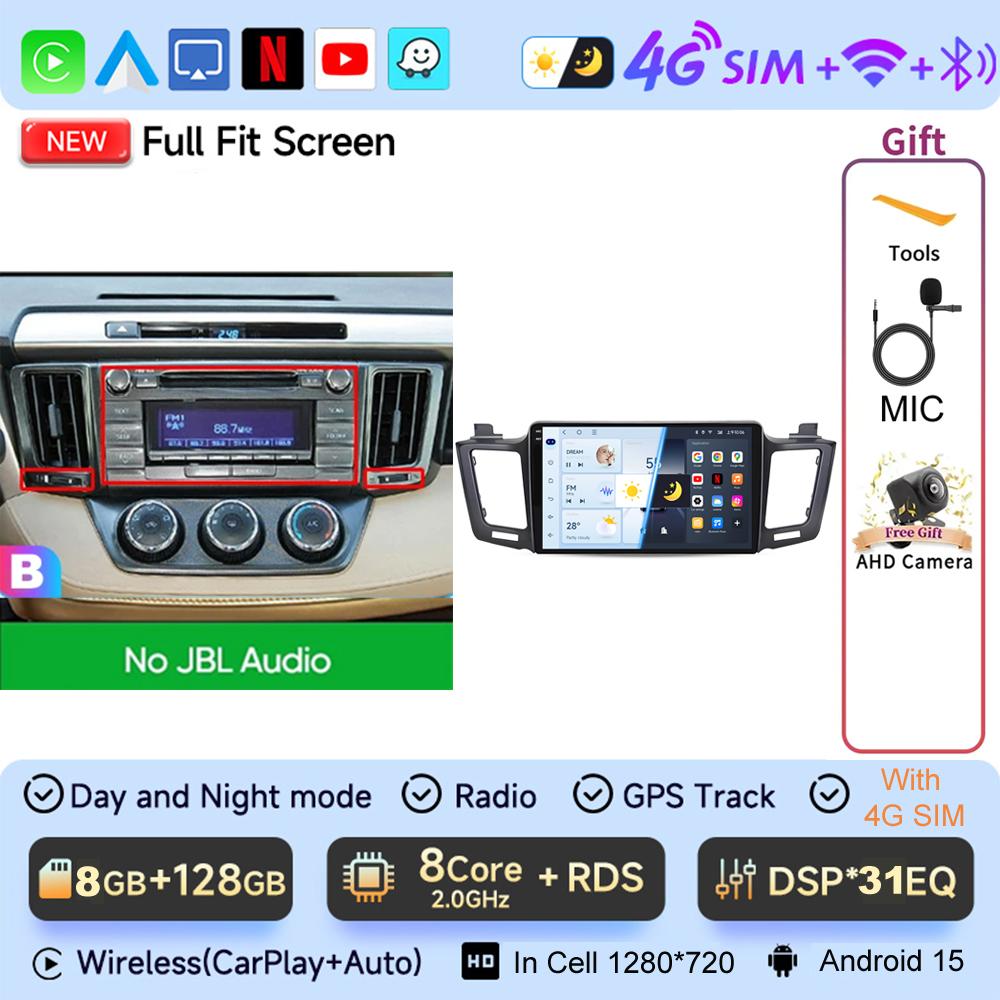 JIUYIN 10.1" Car Radio For Toyota RAV4 2012-2018 Wireless CarPlay Android Auto Multimedia GPS Navigation Audio Stereo Player