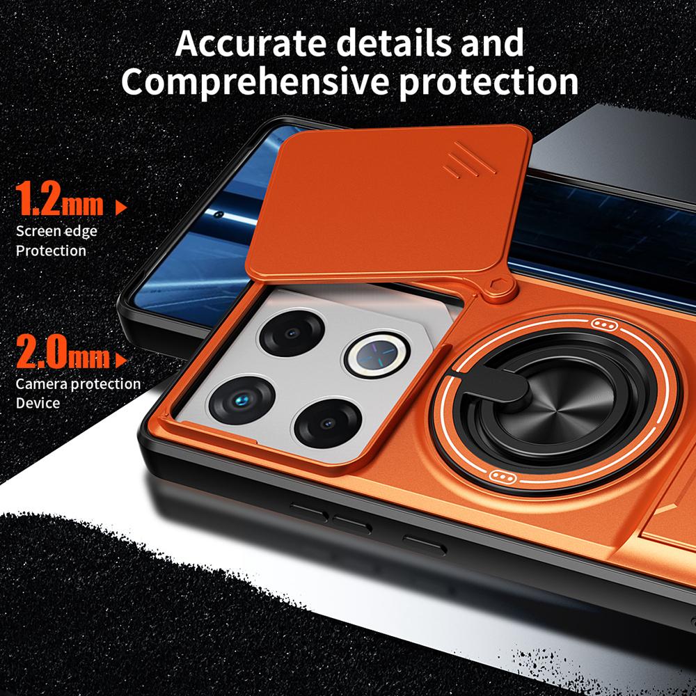 KEYSION Magnetic Phone Case for Infinix GT 20 Pro 5G Slide Camera Protection Upright Kickstand 360° Ring Shockproof Back Cover