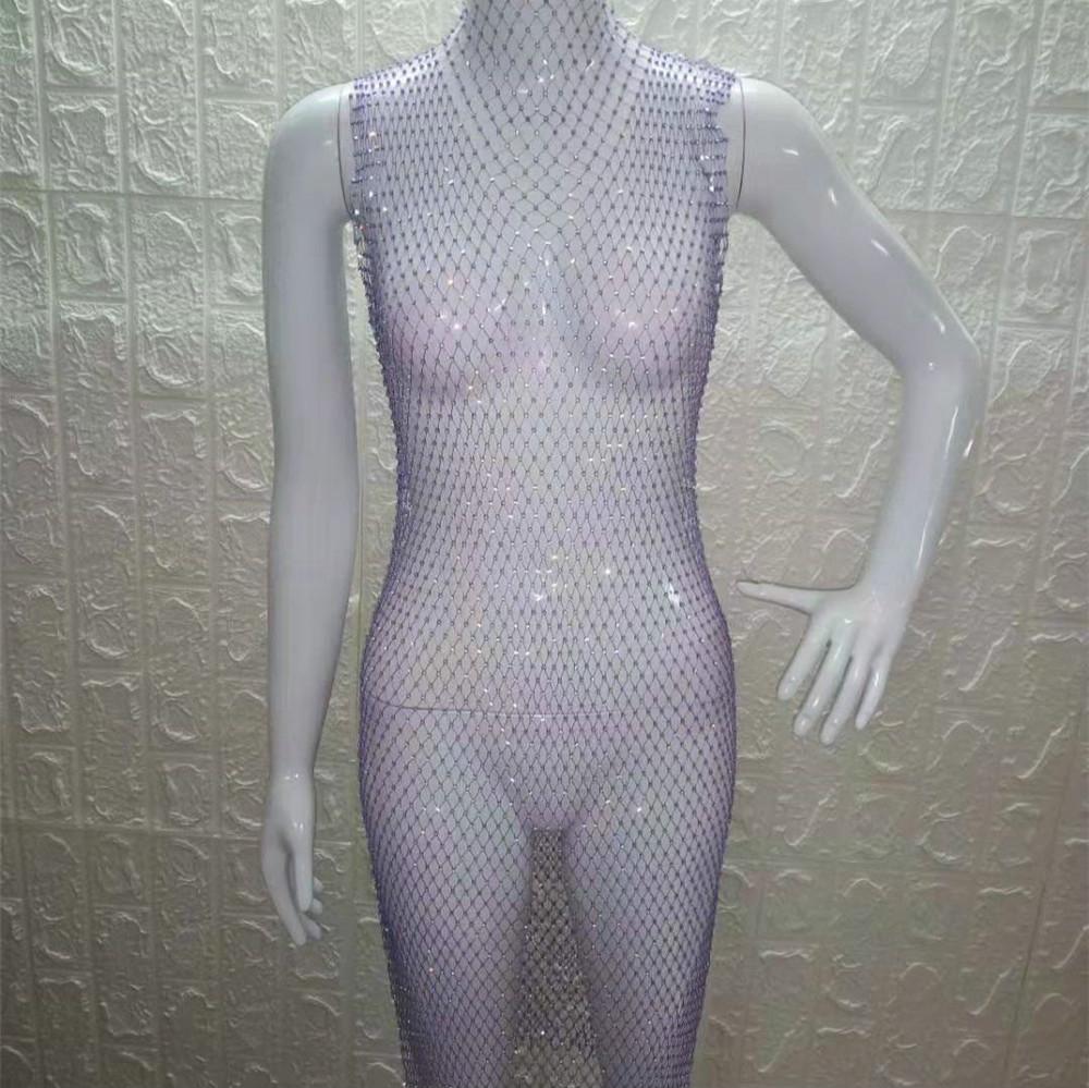 Sexy a ženské letní vystoupení a Gogo Show Style Grid Lesklé dámské šaty s kulatým límečkem