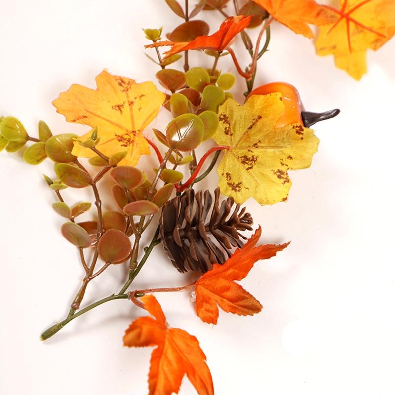 Fall Garland Thanksgiving Decor Artificial Fall Maple Leaves for w/ Pumpkin Halloween Garland for Garden Party Home Orna
