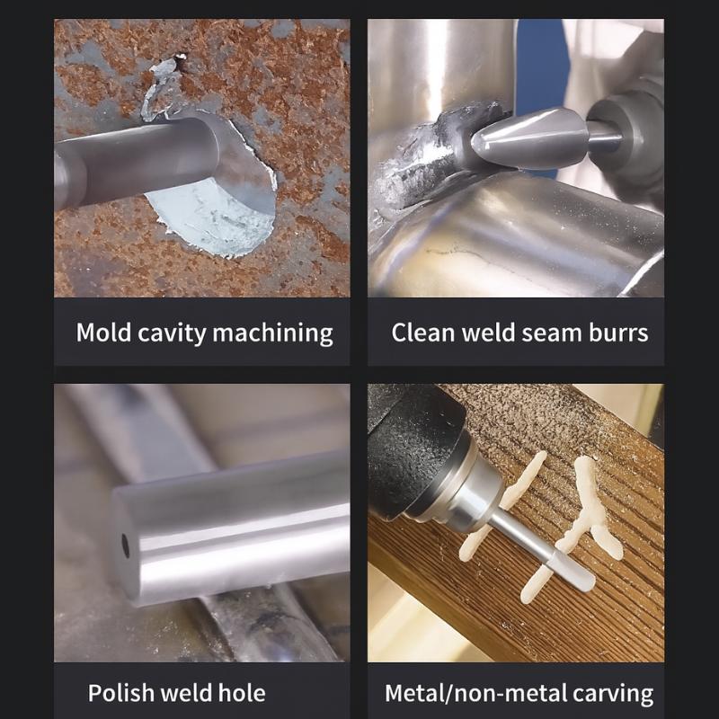 10PCS Carbide Burr Set Compatible with Dremel 1/8" Shank Die Grinder Rotary Tool Rasp Bits Wood Metal Carving Electric Grinding