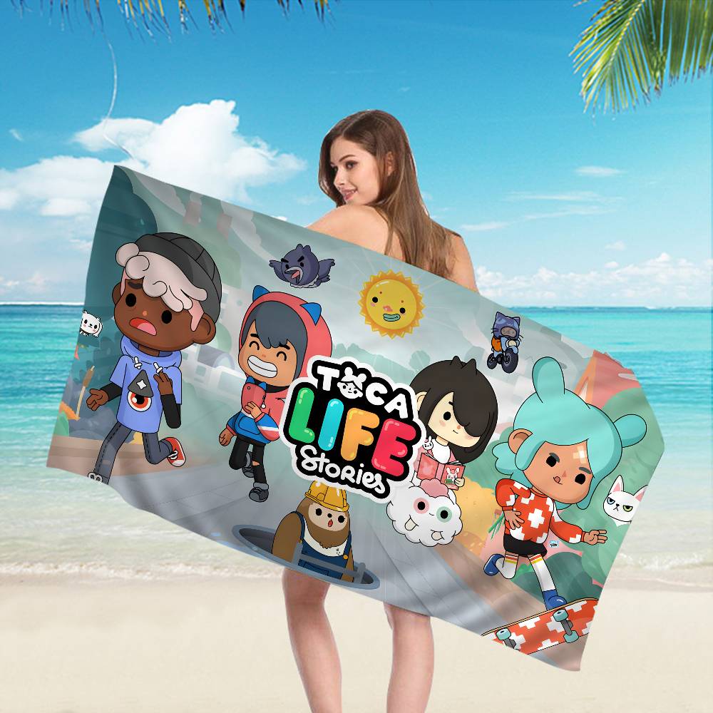 Toca Boca Toca Life World Microfiber Beach Towel Absorbent Quick dry Soft Yoga Swimming Resort Mountain Climbing Towel