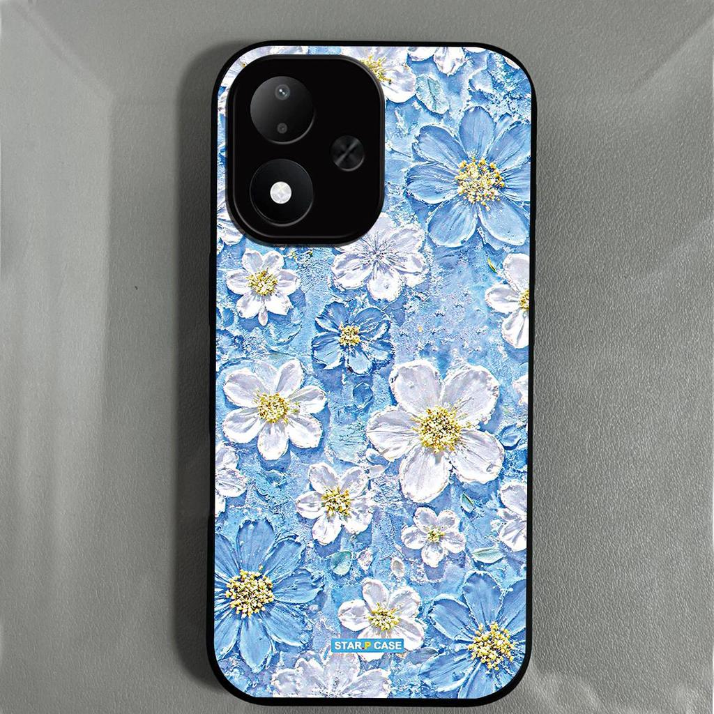 Acrylic Hard Back Shell for Xiaomi Redmi Note 17 5G 4G Vintage 3D Texture Flower Print Phone Case