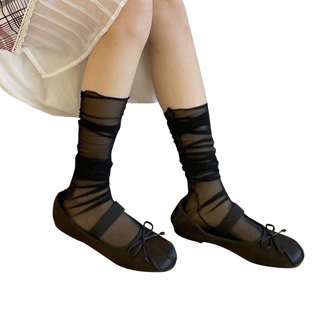 Solid Color Smooth Cute Sweet Legwear Long Winter Daily Sock for School Office