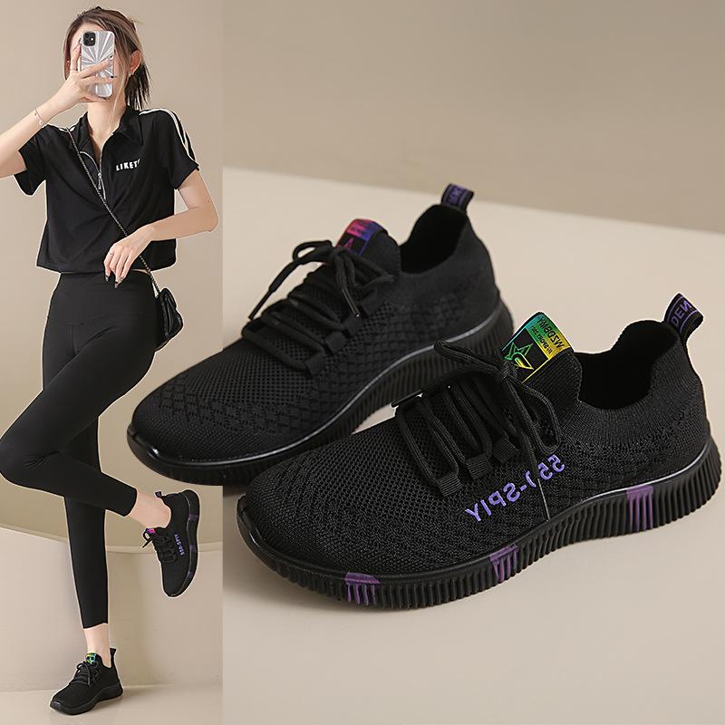 Chinese mother shoes new casual ultra-light shoes fly-woven mesh spring and summer breathable sports shoes 36 women