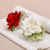 Artificial Silk Flower Groom Boutonniere Wedding Wrist Corsage Silk Flower for Special Event Business Meeting Photo Wear