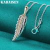 925 Sterling Silver Feather 16/18/20/22/24/26/28/30 Inch Pendant Necklace for Women Wedding Fashion Jewelry