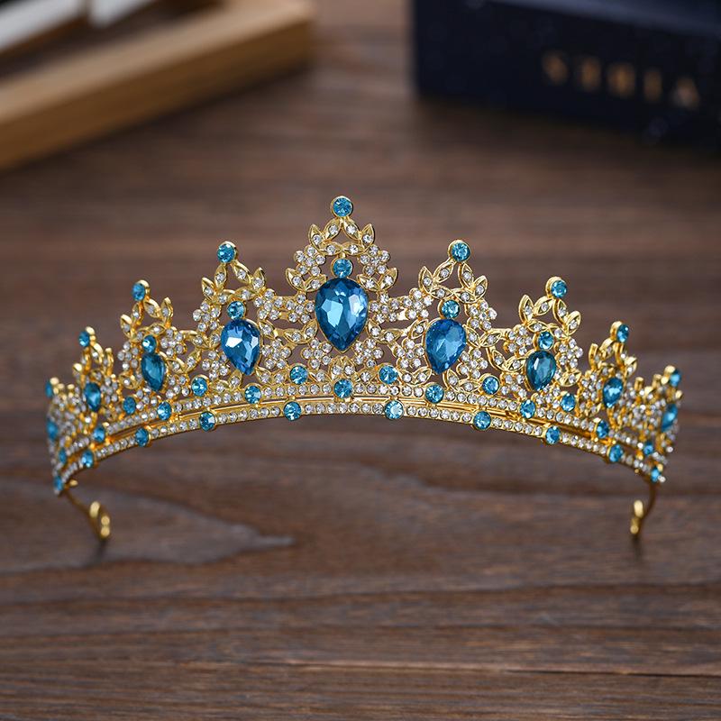 Baroque Rhinestone Bride Crown: Colorful Alloy Headband for Wedding and Evening Gown Accessories