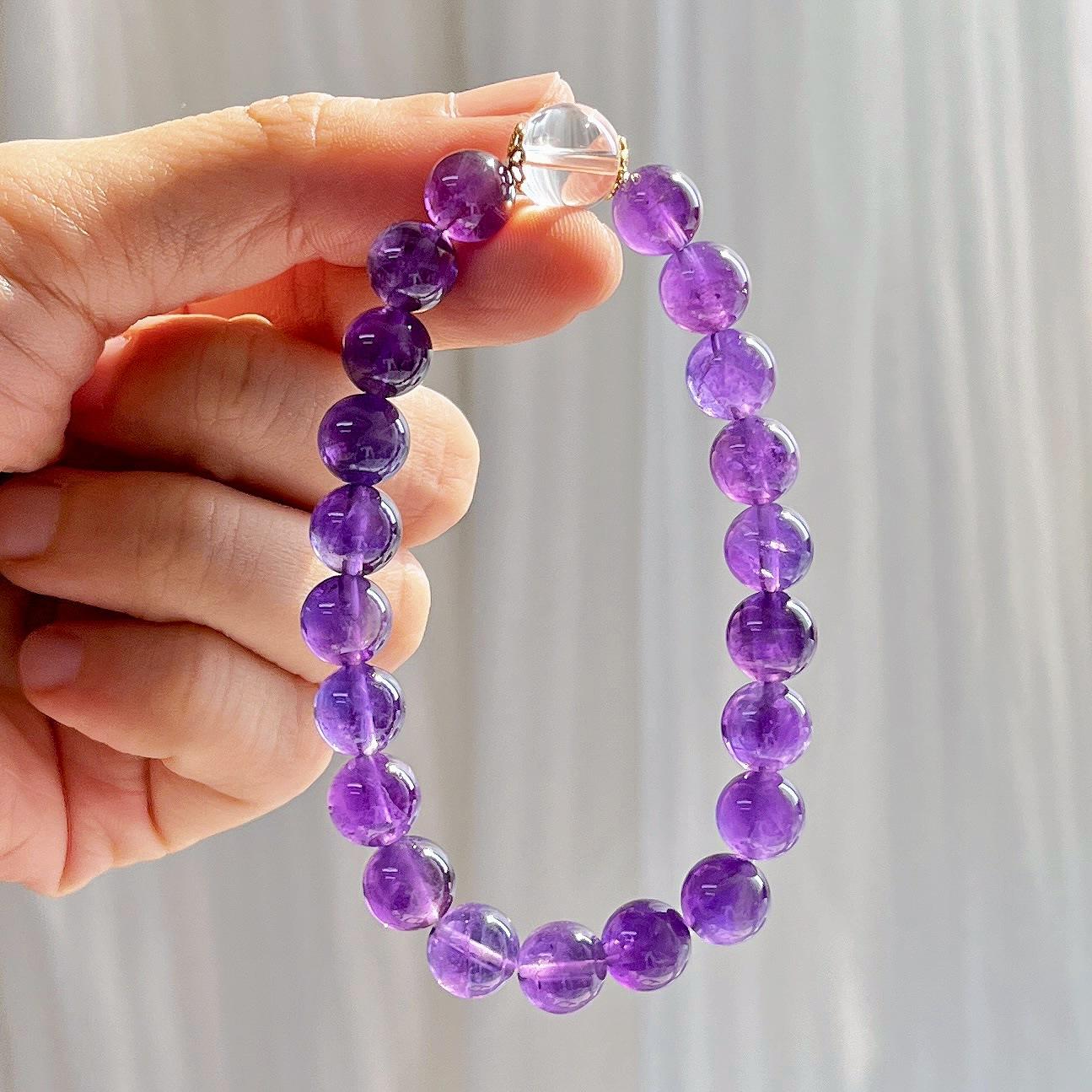 8Mm High Quality Natural Uruguayan Amethyst Bracelet