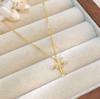 Necklace Women's Mini Cross Necklace Atmosphere Cross Small Flowers Gentle Wind Clavicle Chain Neck Chain