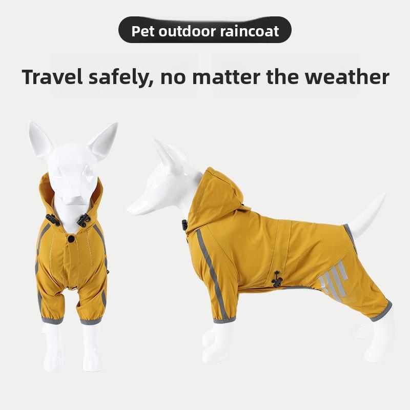 Capa de Chuva Impermeável de Quatro Patas para Cães de Reboque, Adequada para Animais de Estimação Grandes, Médios e Pequenos Usarem ao Sair na Chuva