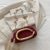 Retro Metallgriff Runde Kunstleder Clutch Tasche Vintage Kette Umhängetasche für Damen