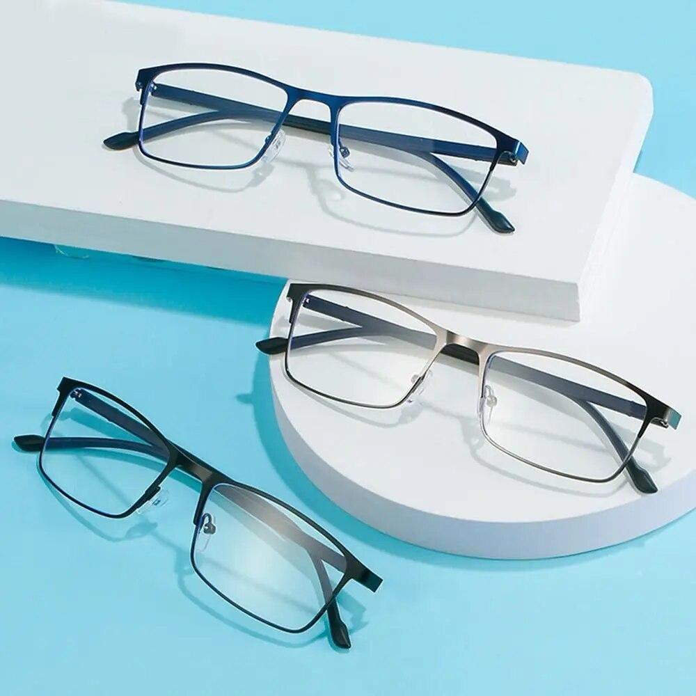 Fashion Half Frame Business Anti-Blue Light Reading Glasses Urltra-Light Eye Protection Men Women Elegant Comfortable Eyeglasses