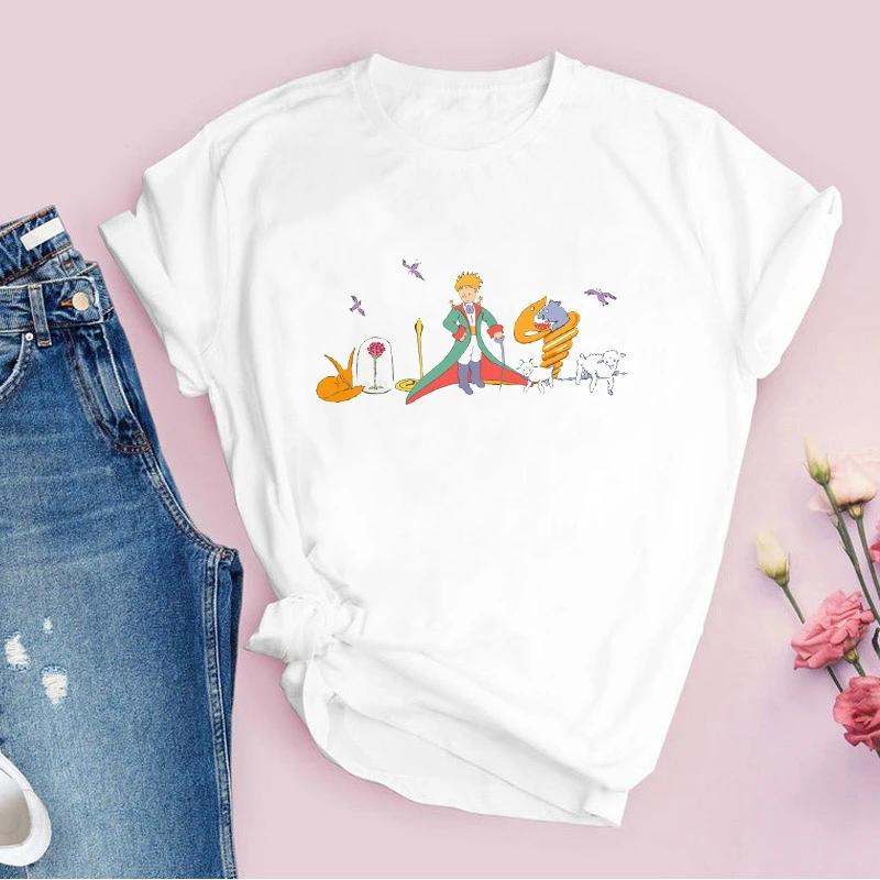 2024 New Arrival Little Prince Printed T Shirt Round Neck Short Sleeve Tshirt FeUnisex Harajuku Ladies Tshirts Casual Tee