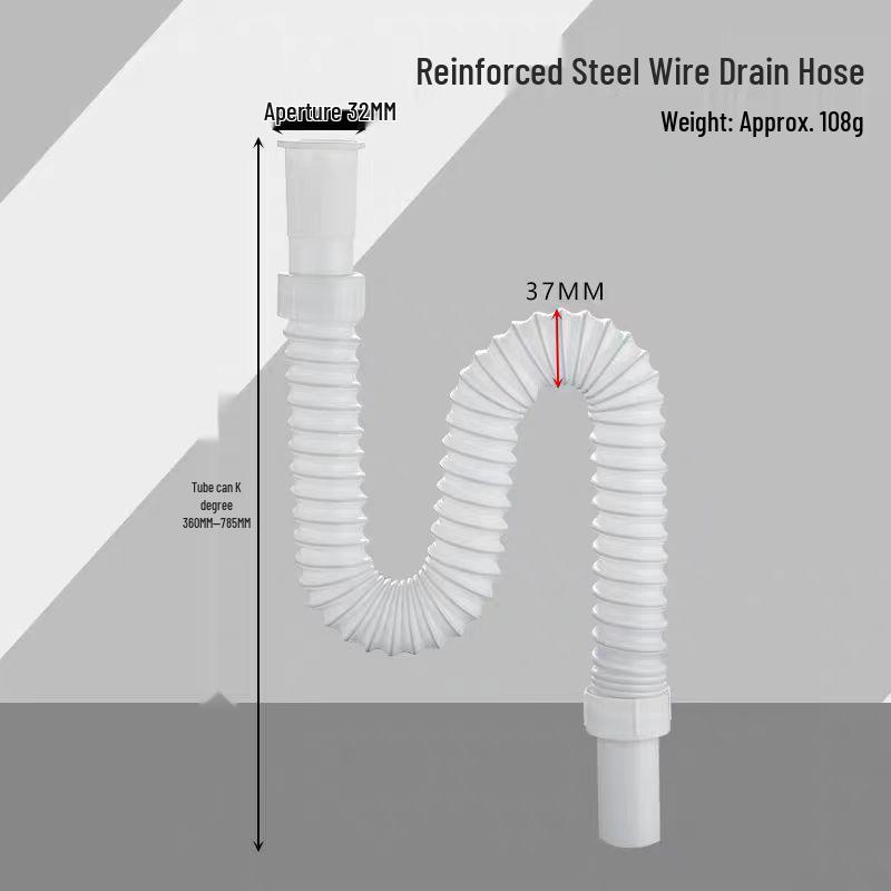 Tuyau d'extension rétractable en PVC de 80 cm pour évacuation d'égout pour évier et machine à laver
