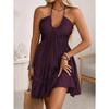 Summer new women's clothing suspender v-neck ruffle edge splicing temperament sexy off-the-shoulder women's dress