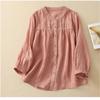 Versatile Women's Seven-Sleeve Cotton Linen Summer Blouse