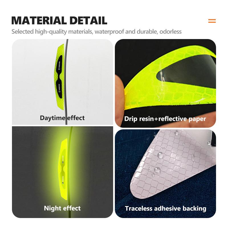 For Volvo 4Pcs Car Door Sticker Safety Warning Reflective Mark Decor Xc60 Xc90 V40 V60 S60 V50 V90 S80 C40 XC40 V70 XC70 C30 JK9
