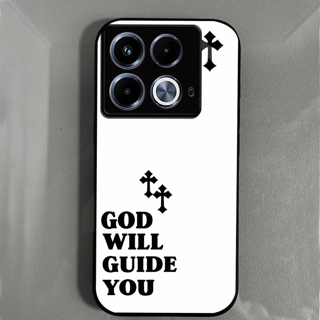 Retro Cross Letter Print Phone Case for infinix NOTE 40s 40 4G Acrylic TPU Hybrid Shockproof Cover