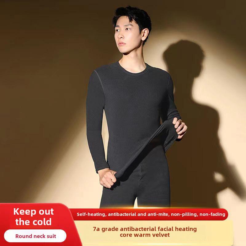 Men's Graphene Self-Heating Velvet Suit with High Waist Trousers for Autumn/Winter