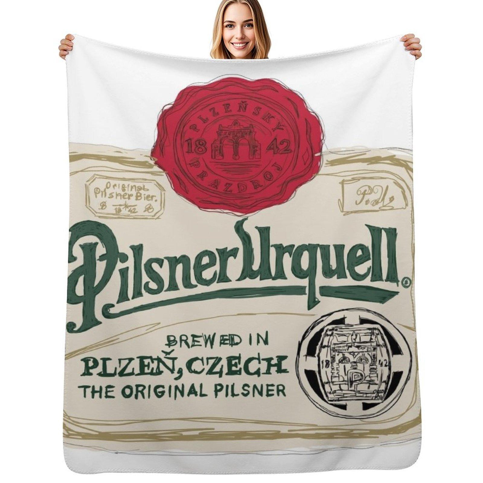 Pilsner Urquell POP Throw Blanket Stain Resistant Cozy Warm Blanket Size: 75*100cm, Weight: 230 GSM