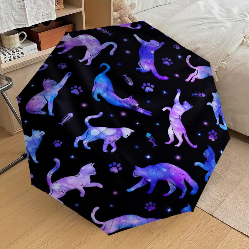 1pc Galaxy Cats Pattern Umbrella Design Automatic Opening and Closing Umbrella, High-quality Travel Umbrella,  C1128160