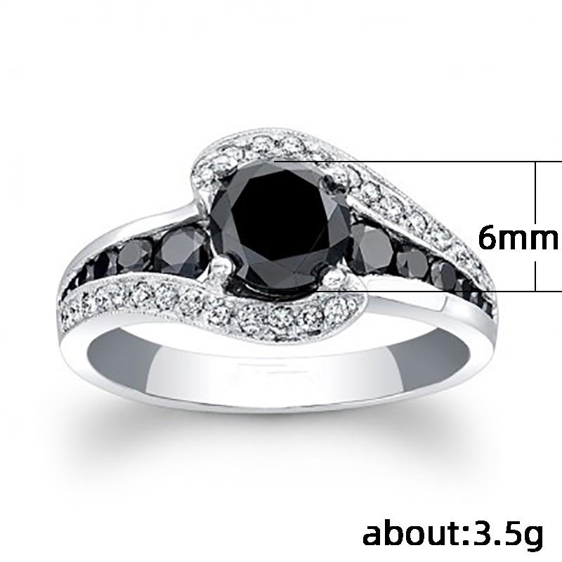 Popular, set with black zircon ring, fashionable OL women's holiday gift jewelry