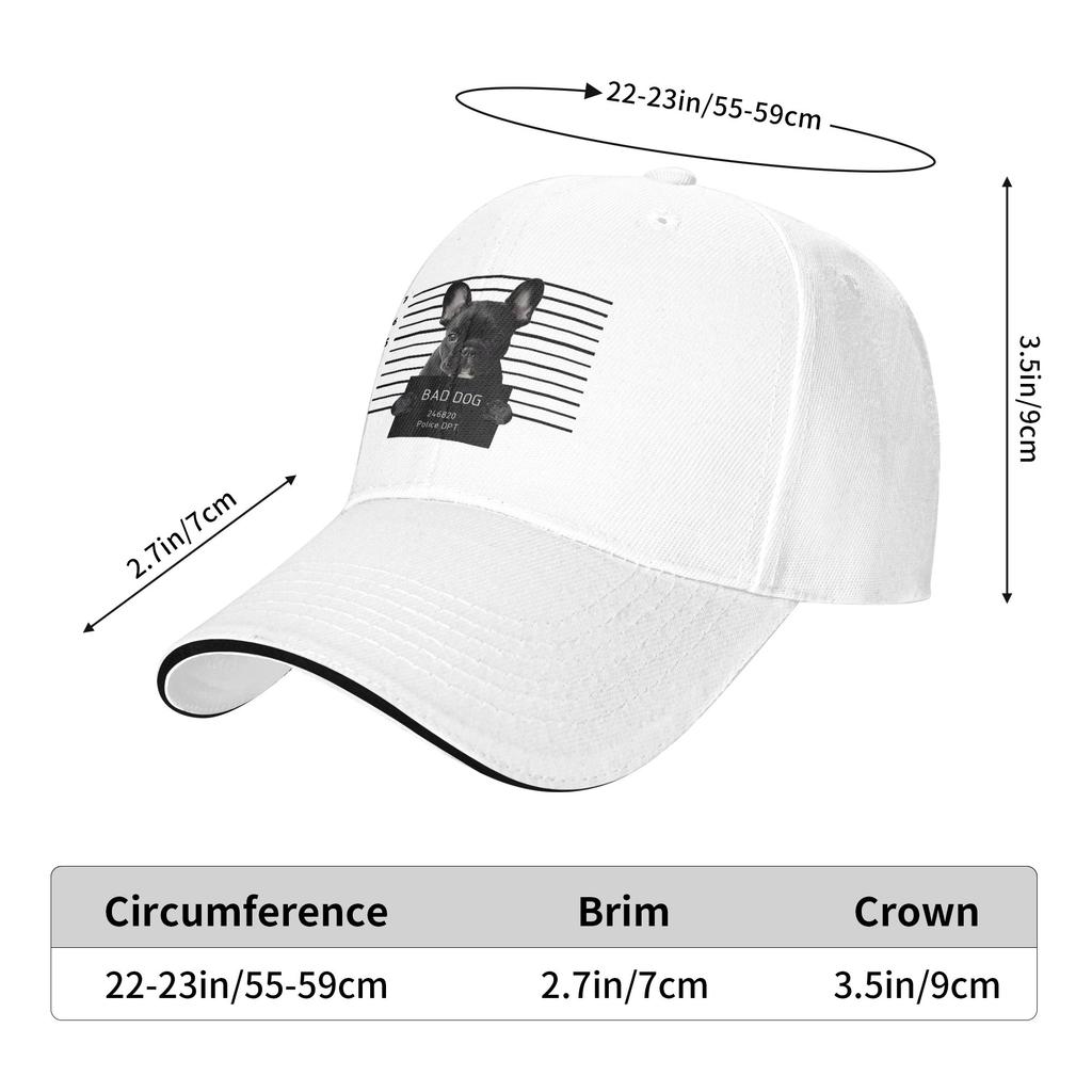 French Bulldog Bad Dog French Prison Dog French Mom Dad Adjustable Hat Spring Sports Cap Fashion Baseball Cap Casual Outdoor Hat