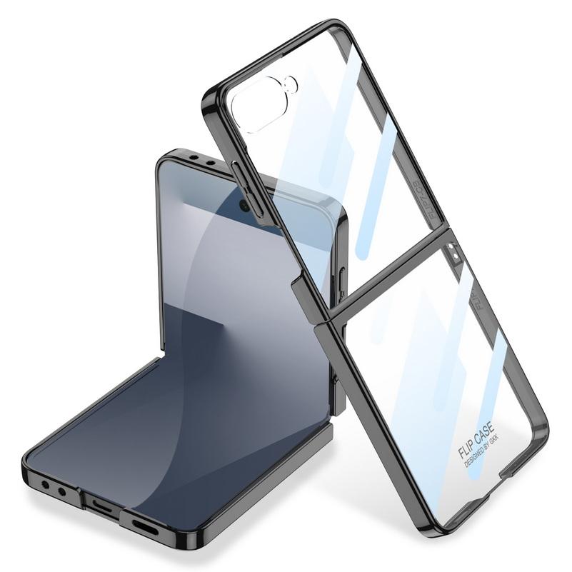 Ultradünne transparente plattierte Hülle mit Glas-Schutzfolie für Samsung Galaxy Z Flip 7 flip7 Kamera-Schutzhülle